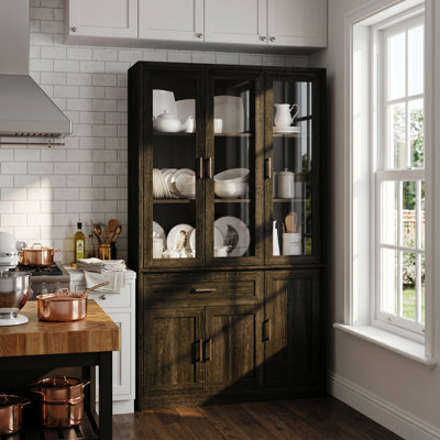 79.9" H 6-Door China Cabinet With Drawers