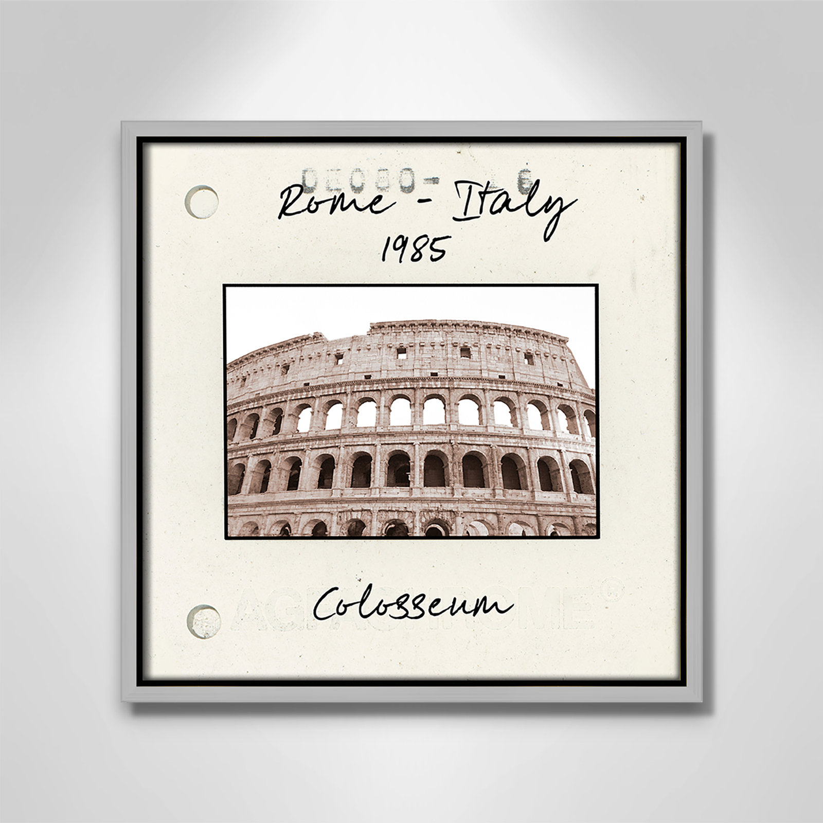 Rome, Italy - Colosseum Print by Natalie Carpentieri, 13.5" H x 13.5" W x 2" D, Silver Floater Framed Canvas