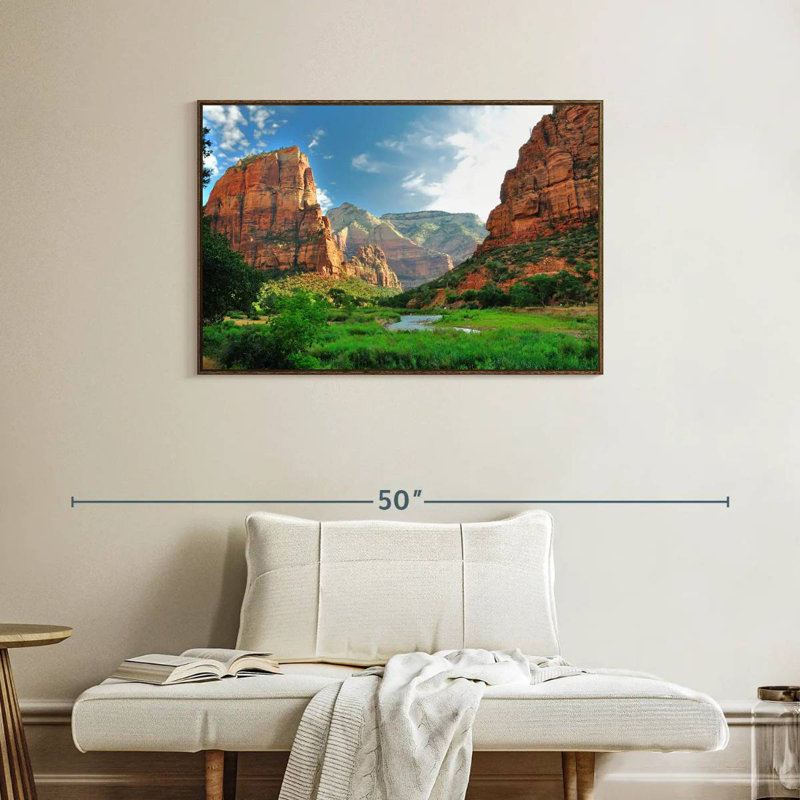 Canyons du parc national de Zion, 37 po x 25 po, Cadre flottant noyer