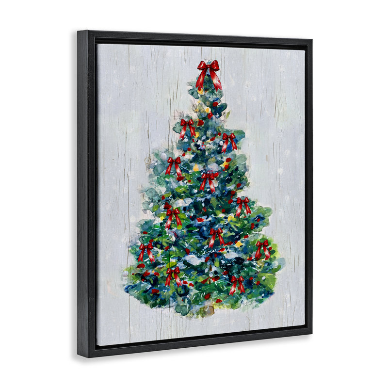 Cadre flottant O Christmas Tree Celebration, design par Sally Swatland, H 21 po x l 17 po, Cadre flottant noir de jais