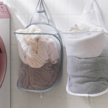Gracious Living Easy Carry Flex 87 L Plastic Laundry Hamper, White (2 Pack)