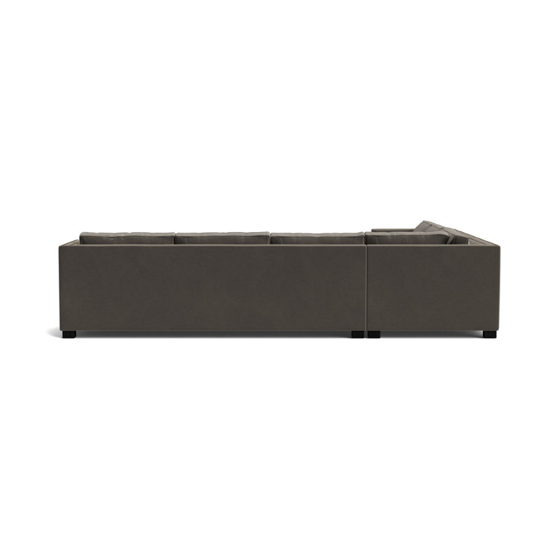 Keaton Chaise Sectional, Performance Velvet - Graphite, Black, Antique Brass