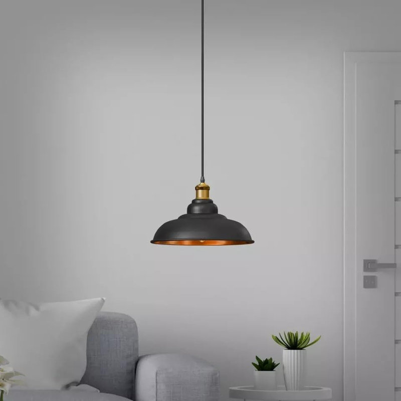 13.5cm H Metal Bowl Lamp Shade ( Screw On ), Black