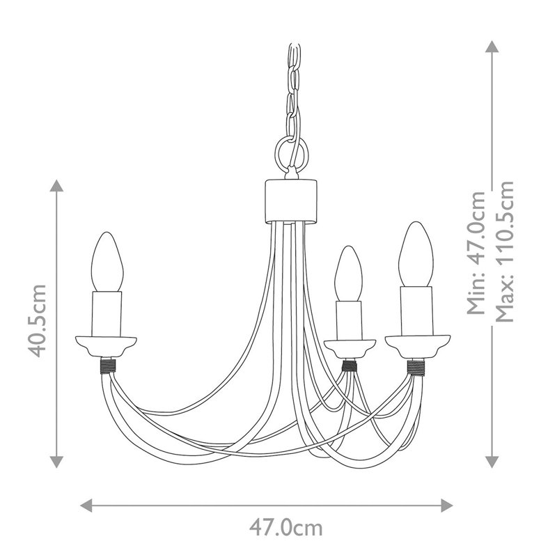 Elba 3 - Light Candle Style Chandelier