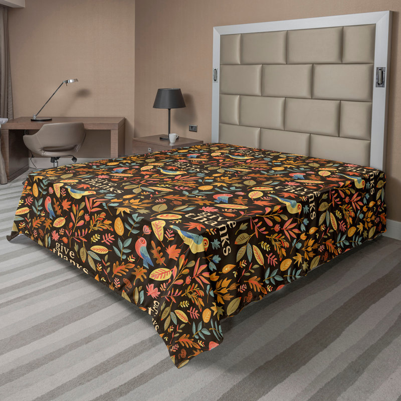 Drap plat moderne de style bohème Ambesonne, Full Flat Sheet, Corail / brun ardoise / motif floral chameau