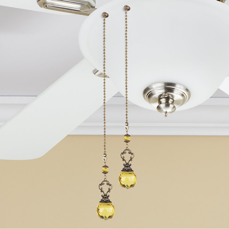 Antique Gold and Green Jeweled Ceiling Fan Pull Chains