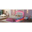 Cadre de lit plateforme double tapissier pleine grandeur et cadre de lit princesse mignon pour les filles et les enfants: tête de lit à couronne ajustable, tiroir de rangement et lumières à DEL, aucun sommier nécessaire, assemblage facile (double et 2 tiroirs)
