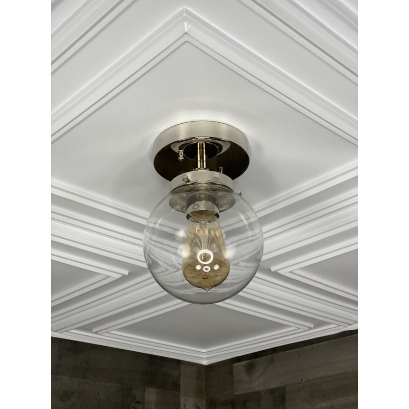 Nieve Glass Semi Flush Mount, Polished Nickel