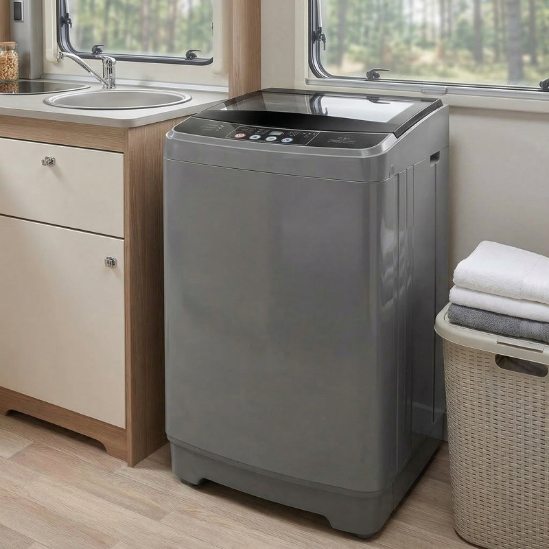 Machine à laver portative de 20 lb avec plateau en verre et moteur de 480 W - Laveuse entièrement automatique pour appartements et véhicules récréatifs
