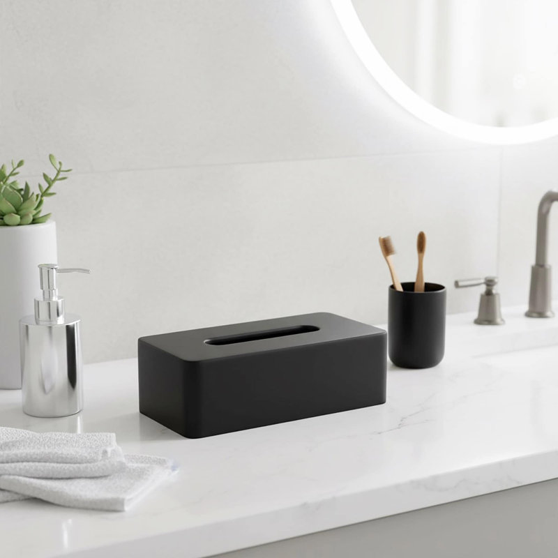 Couvercle de boîte à mouchoirs noir minimaliste, Noir