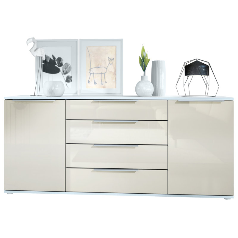 Adans 166.5cm Sideboard, Cream High-gloss