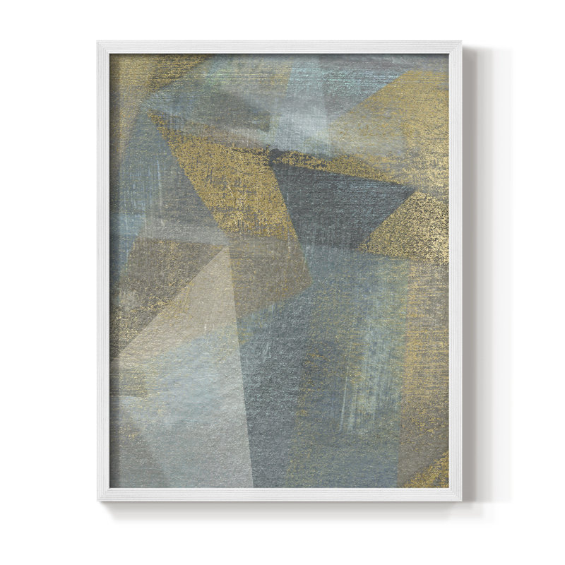«Geometric Facets I», reproduction encadrée - bois massif, H 30 po x l 24 po, Blanc