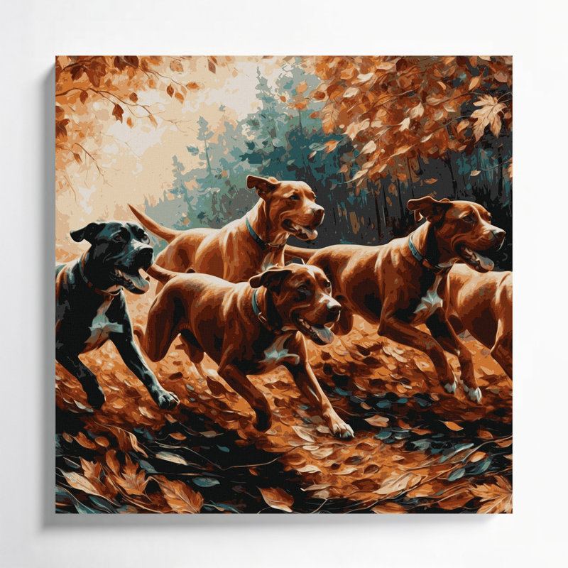 Chiens, art mural sur toile noire Podengo, H 12 po x l 12 po