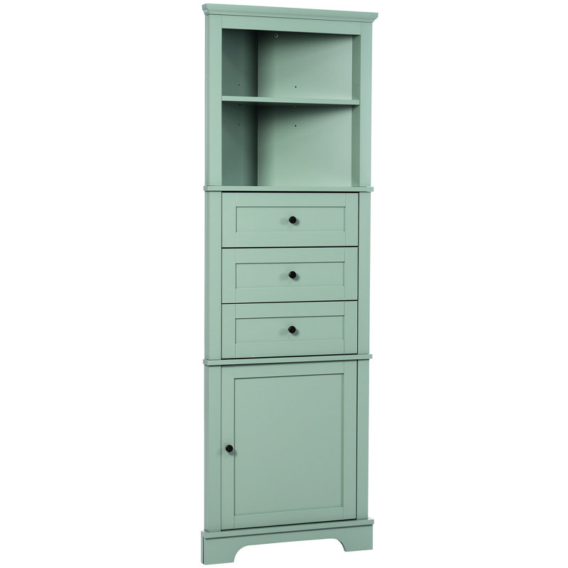 Triangle Cabinet With 3 Drawers & Adjustable Shelf For Bathroom, Kitchen Storage Various Home Space Ideas, Green