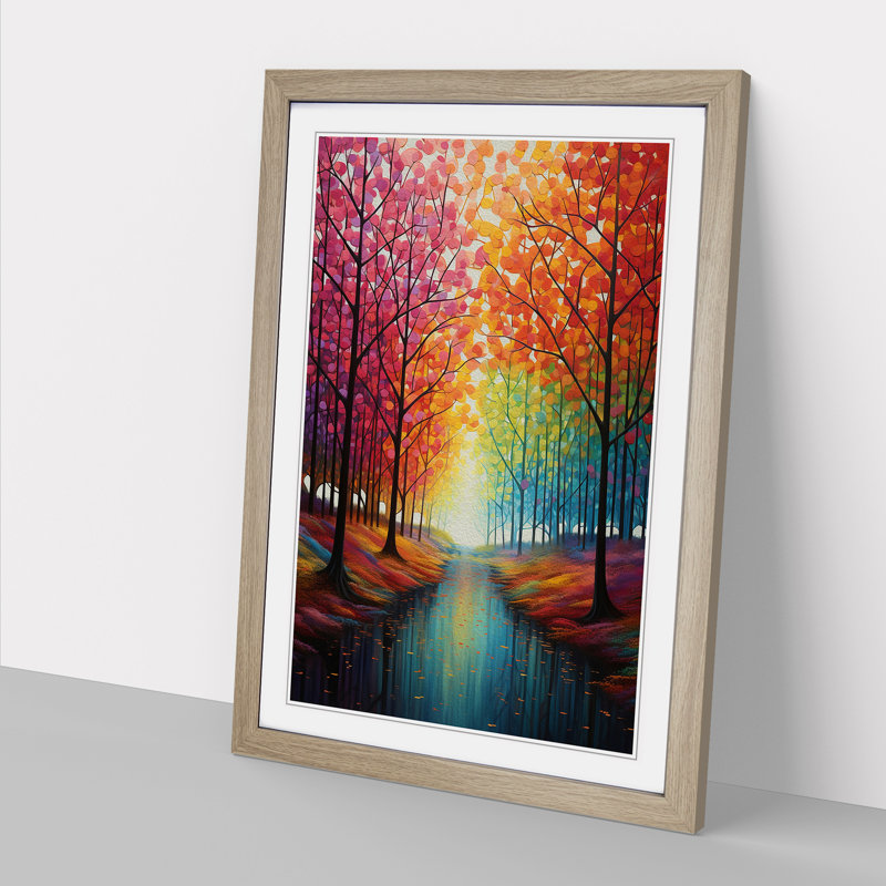 Spring Forest Colour Field No.4 - Single Picture Frame Print on Wood, Oak Framed, 46cm H x 34cm W