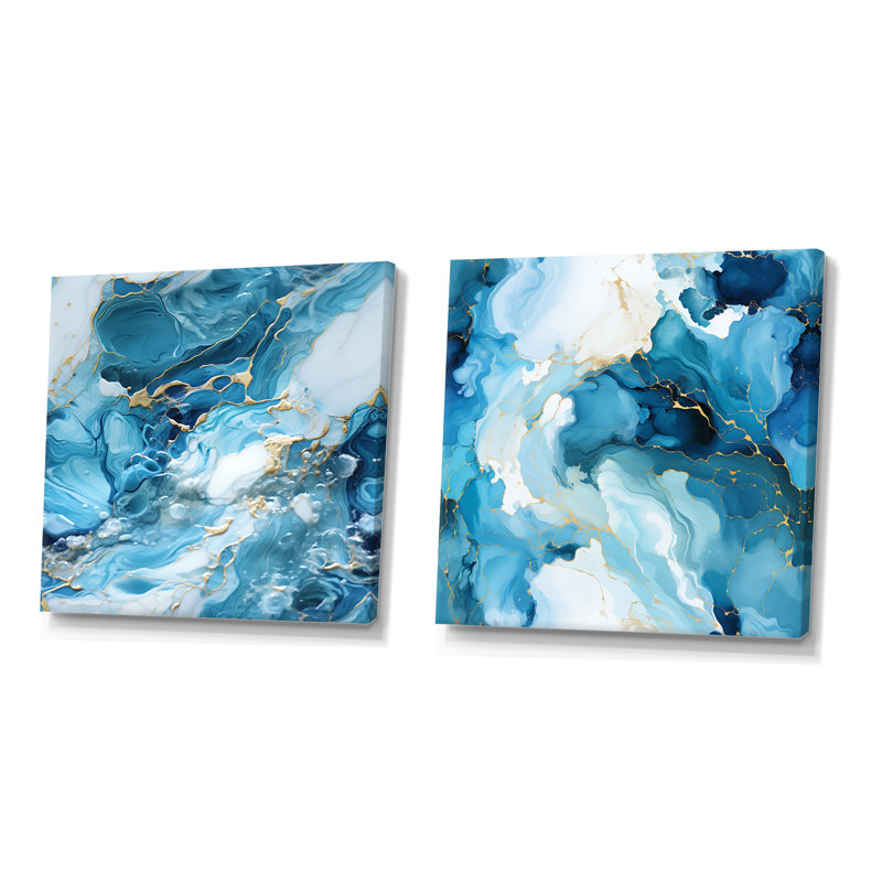 Helen - ensemble de 2 impressions sur toile abstraites, Toile tendue, H 16 po x l 33 po x P 1 po