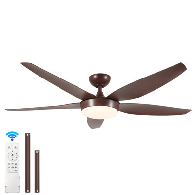Flynama 56-In Brown With Abs Blades Ceiling Fan With Light 5 -Blade