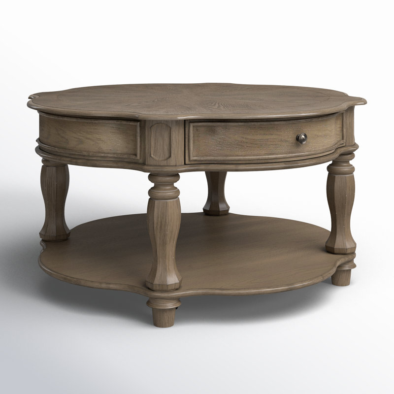 Table basse ronde à 1 tiroir avec roulettes Colchester, Brun