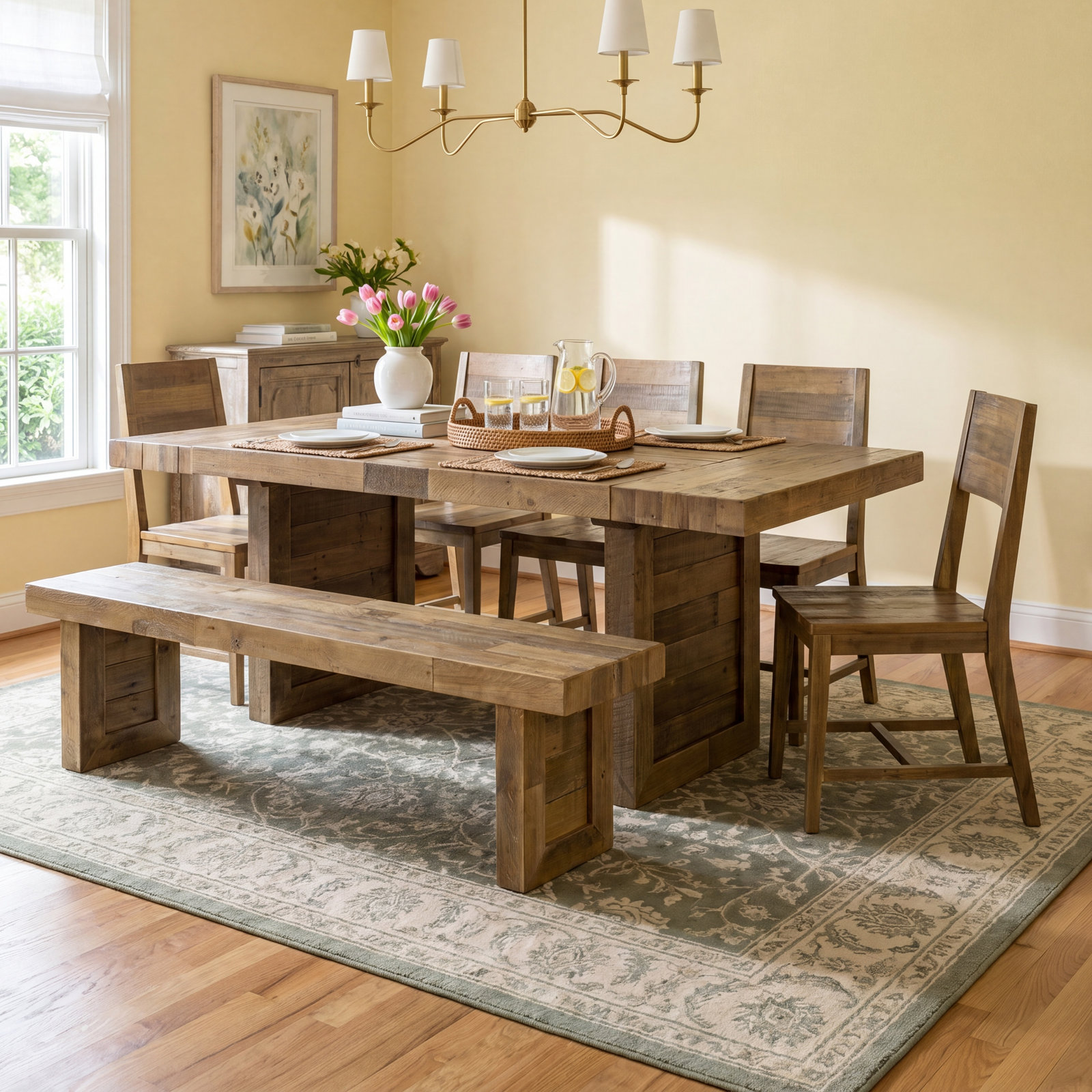 Lafond 8 Piece Solid Wood Dining Set, 18" H x 71" W x 15" D