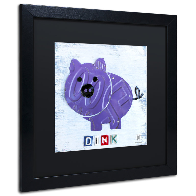 « oink the porc », art encadré Ammara, H 16 po x l 16 po x P 0,5 po
