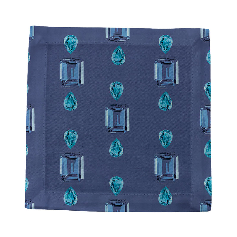 Gem Sapphires Cotton Sateen Cocktail Napkins, Blue