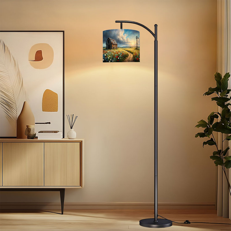 Lampe sur pied à arc avec abat-jour réglable Rustic Farmhouse