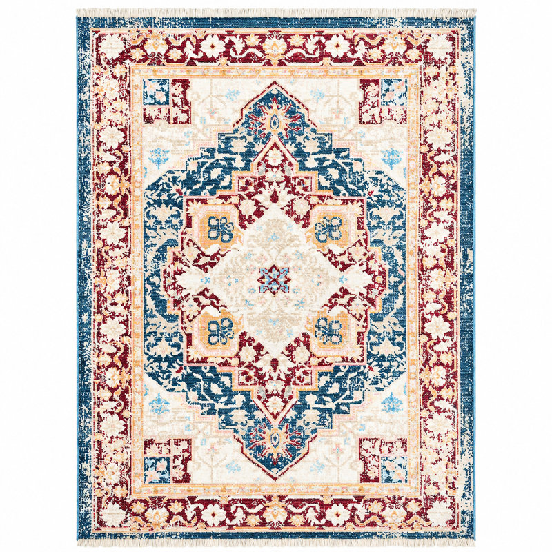 Crayton MACHINE MADE POLYESTER AREA RUGS  - Rectangle | Multicolor, Classic Oriental Traditional  Design, Low Pile Machine Made Area Rugs for Living Room