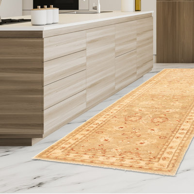 One-of-a-Kind 2'7" X 9'7" New Age Runner Wool Area Rug in Tan