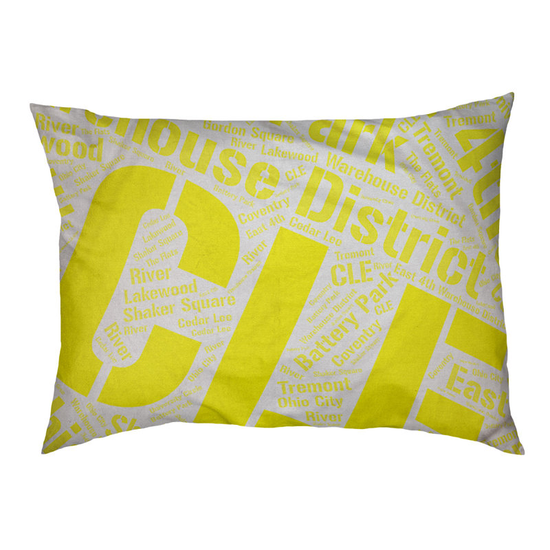 Coussin de chien « districts », Cleveland, Grand (l 40 po x P 30 po x H 14 po), Jaune