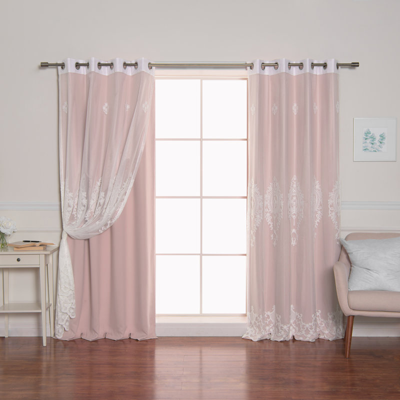 Salomon Blackout Curtain, 52" W X 84" L, Dusty Pink