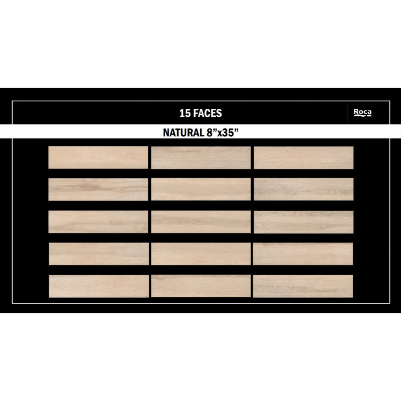 Boheme Unpolished 8x35 - Wood Look Porcelain tile for Floor and Wall use, Beige
