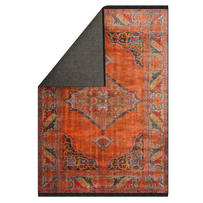 Tapis orange et noir Ella, Rectangle 2 pi 8 po x 5 pi