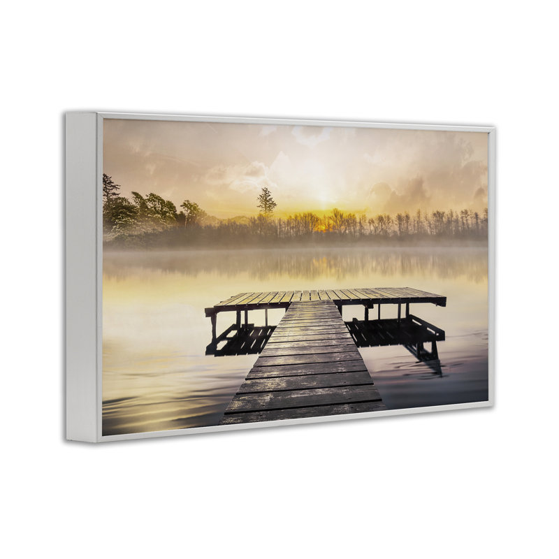 Giclée encadrée, dessin par Mike Calascibetta, H 20 po x l 30 po, Giclée encadrée blanc bord de mer