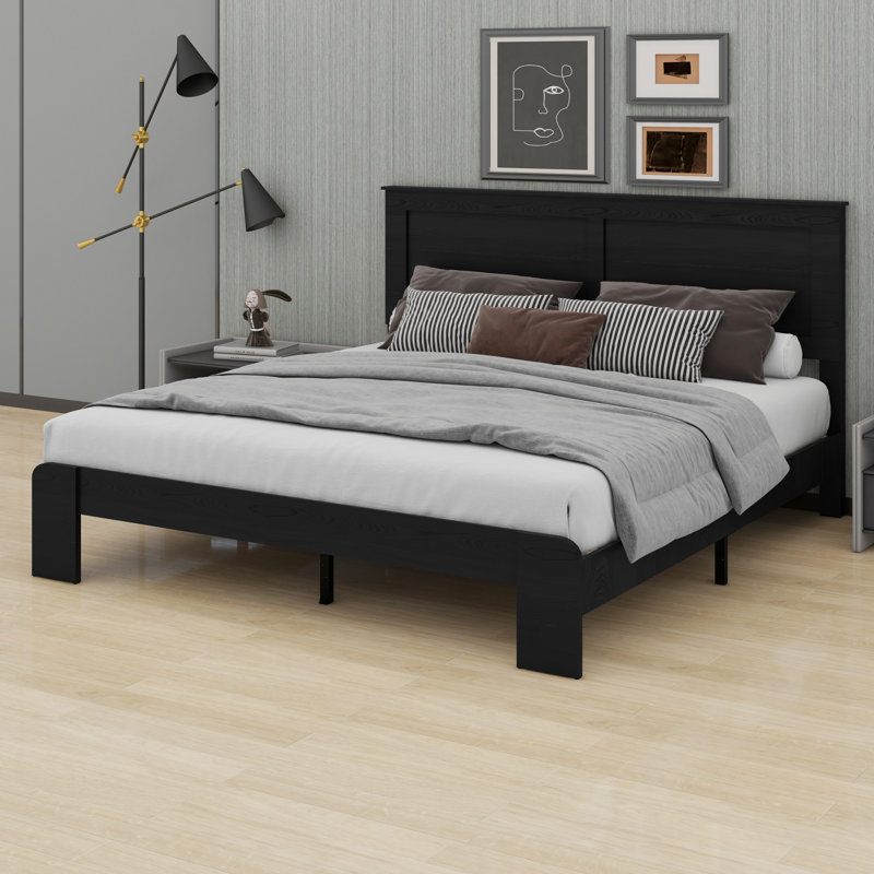 Large Underbed Storage Wood Platform Bed Frame