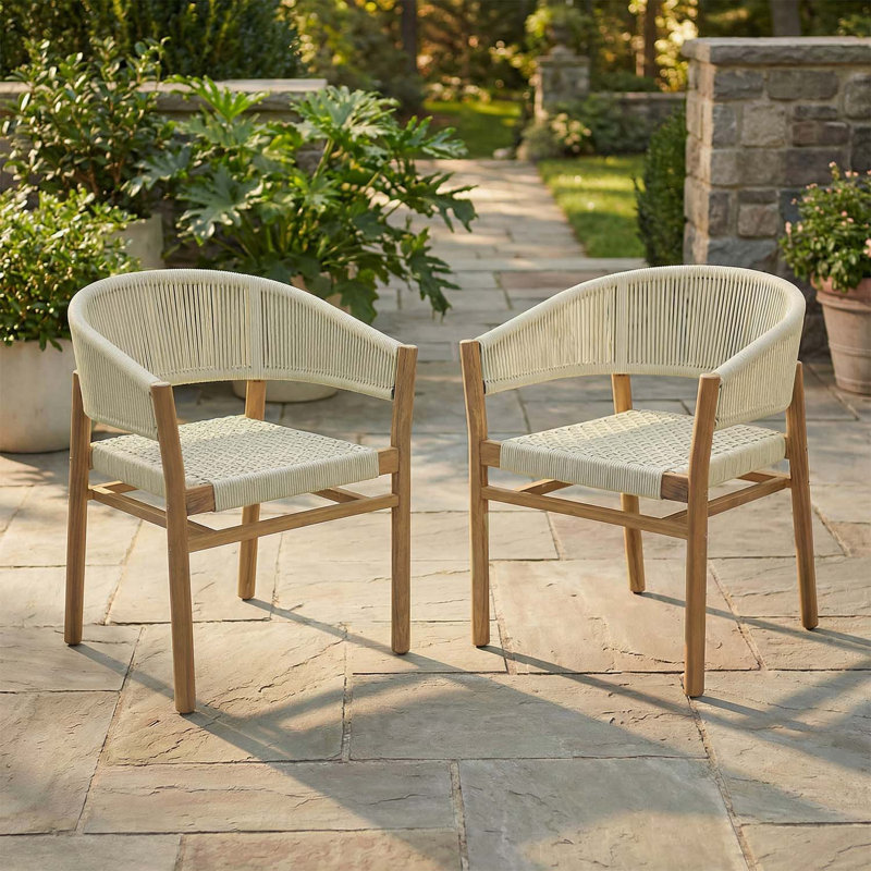 Ensemble de 2 chaises d'appoint élégantes pour l'extérieur, Beige