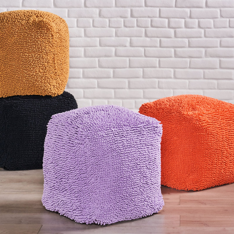 Upholstered Pouf, Lavender 100% Polyester