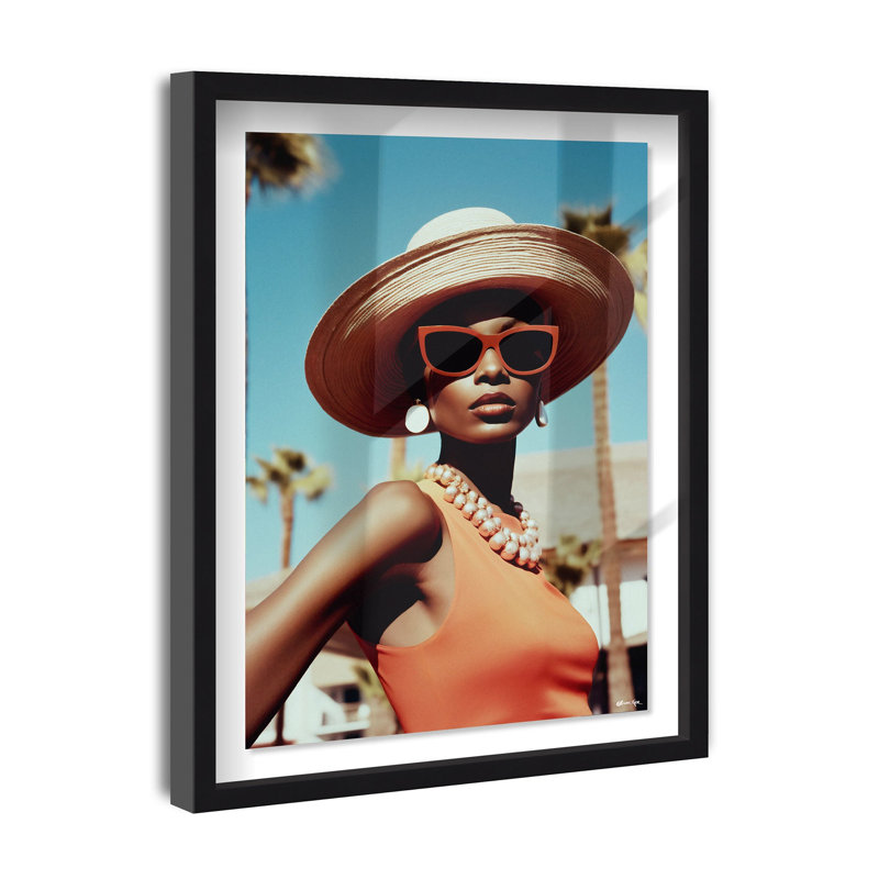 Elegant Palm Springs WomanShadowbox by Oliver Gal, 16.5" H x 11.5" W, Black