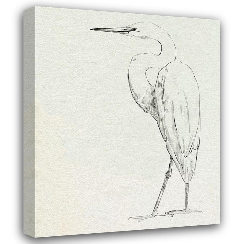 Reproduction d'art sur toile Beachcrest Home ™ Caroline, Emma, Erect Egret IV, H 44 po x l 36 po
