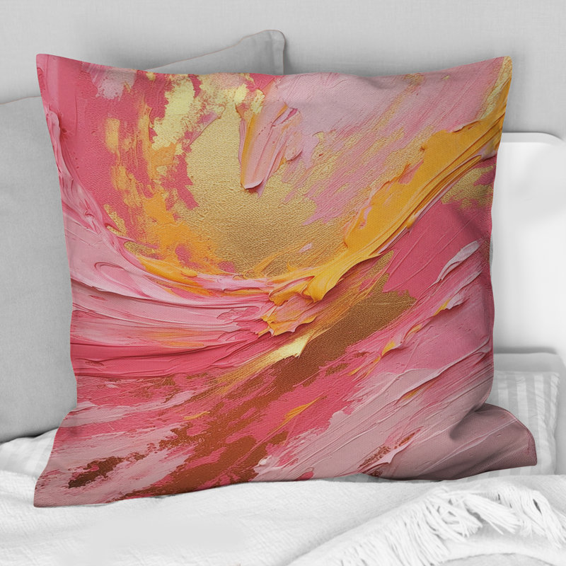 Coussin décoratif imprimé rose et or rose II