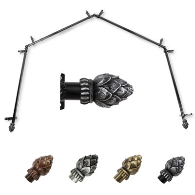 Orpha Bud 4-Sided Bay Window Single Curtain Rod