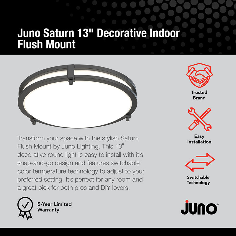 Saturn 13 in. Flush Mount Switchable Brushed Nickel, Black