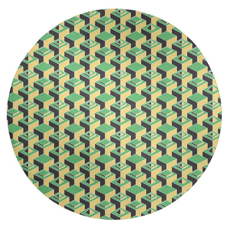 Tapis ivoire/vert/noir skyscrapers dark, Rond 5 pi
