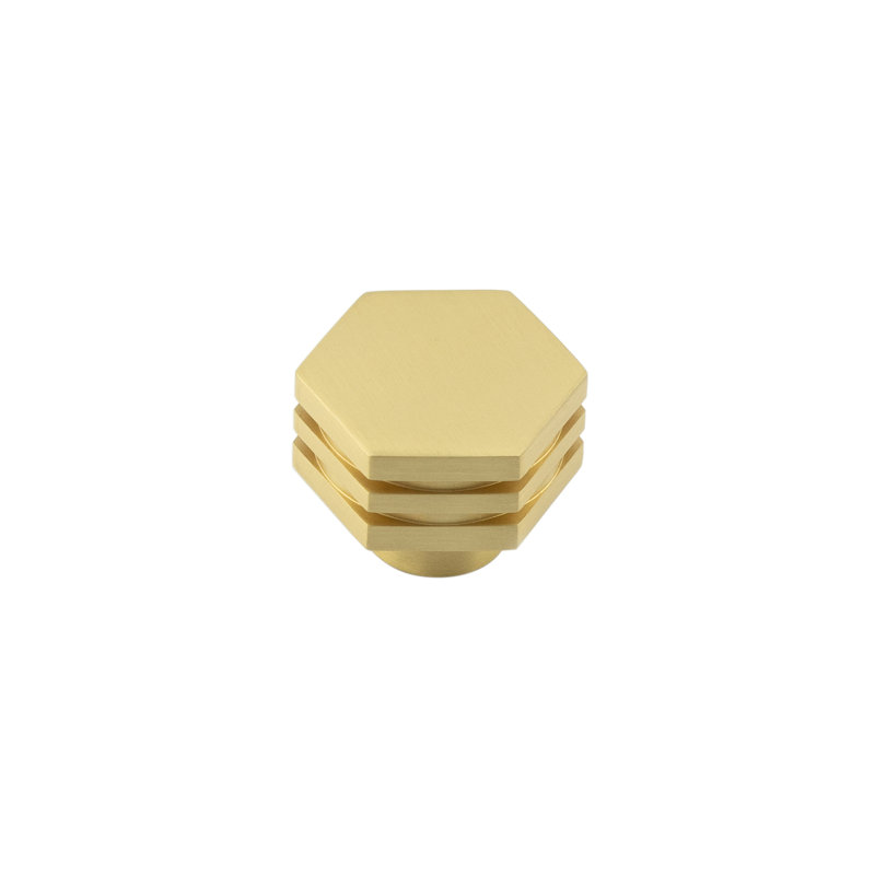 Hoxton 30mm Geometric Knob, Satin Brass