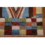 Tapis bleu / brun / ivoire en laine noué à la main de conception unique 4 pi 11 po x 6 pi 6 po New Age