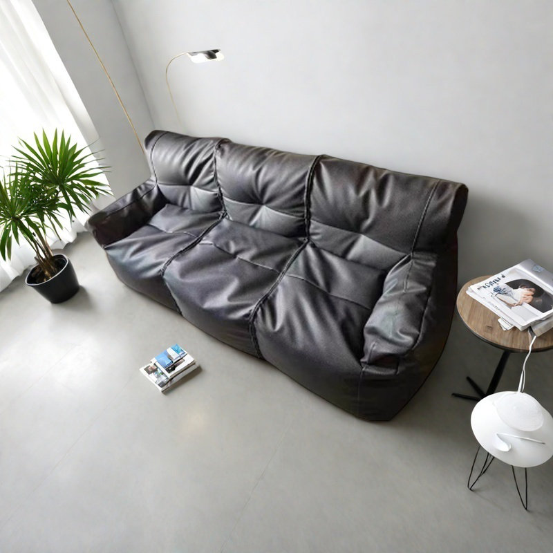 Canapé à billes Nordic, H 27,55 po x l 66,92 po x P 29,52 po, Similicuir gris