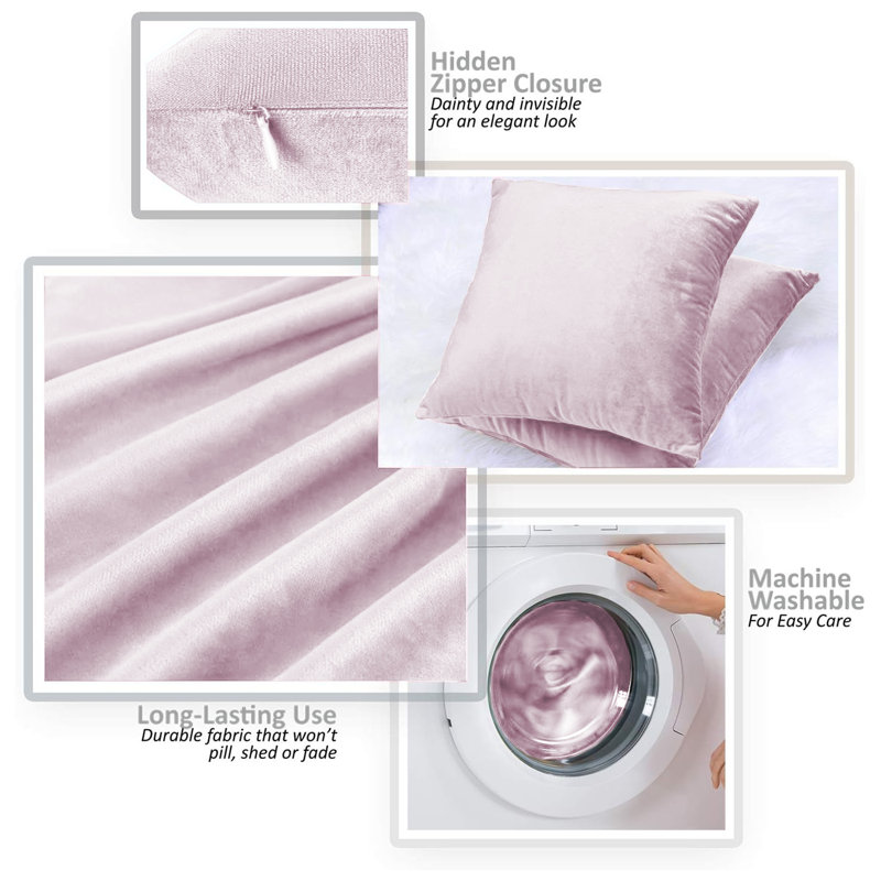 Luxurious Velvet Cushion Covers for Sofa Or Bed (Set Of 2), Rose Pink