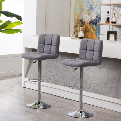 Cahya Fabric Swivel Adjustable Height Bar Stools