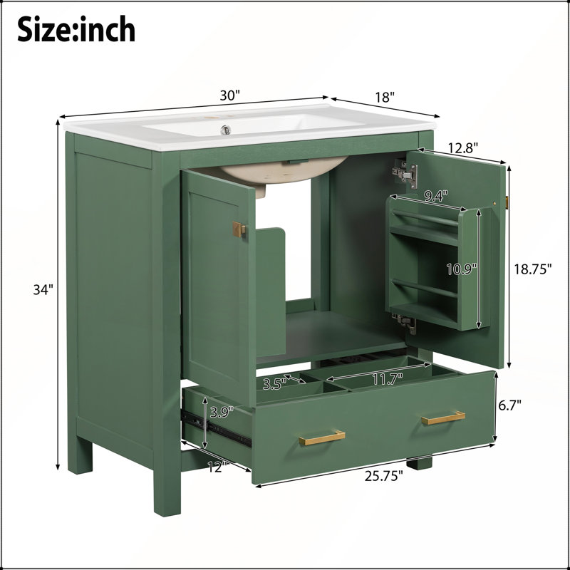 Single Bathroom Vanity with Ceramic Top