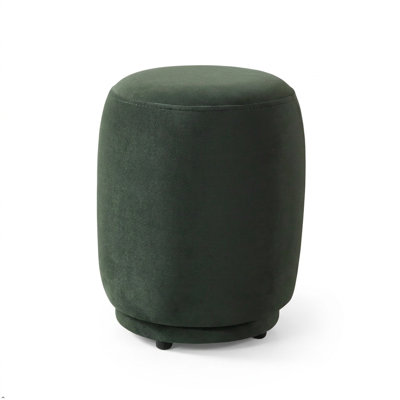 Round Velvet 15" Accent Stool Ivory