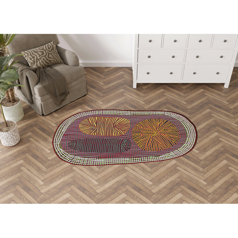 Tapis décoratif multicolore à motif géométrique moderne, Rectangle 4 pi 11,06 po x 7 pi 6,55 po